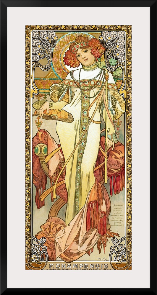 Four Seasons: Autumn, 1900 (originally colour litho on silk) by Mucha, Alphonse Marie (1860-1939)