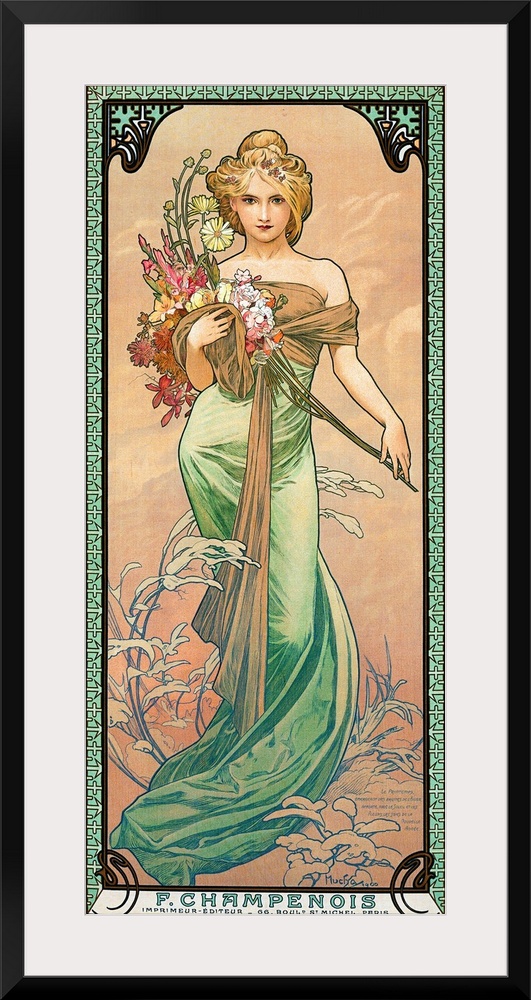 Four Seasons: Spring, 1900 (originally colour litho on silk) by Mucha, Alphonse Marie (1860-1939)