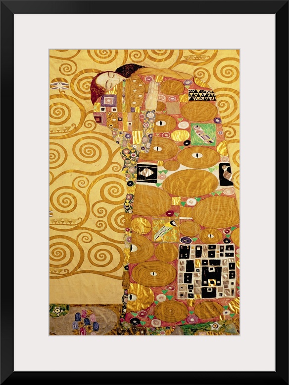 Giant class art features a man and woman embracing each other while in front of a background filled with swirls.  Artist u...