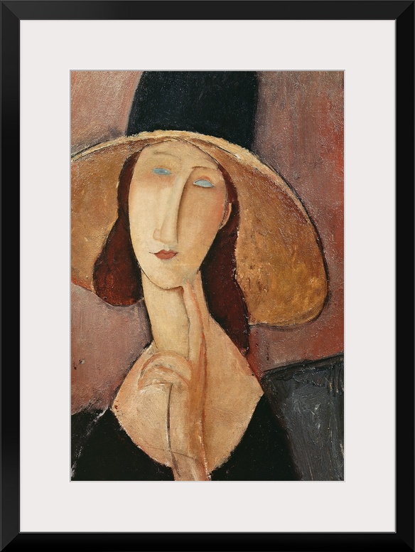 Portrait of Jeanne Hebuterne in a large hat, c.1918-19