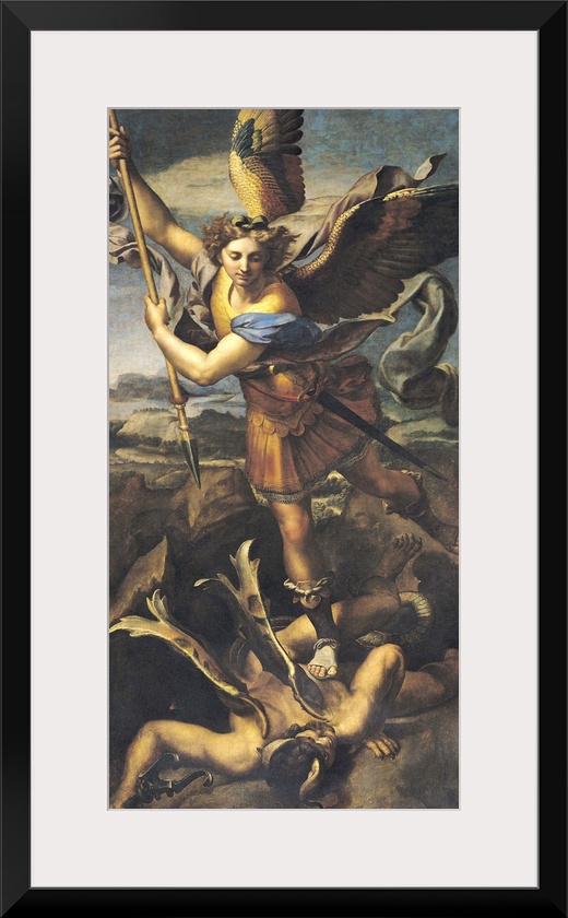 XIR24940 St. Michael Overwhelming the Demon, 1518 (oil on canvas); by Raphael (Raffaello Sanzio of Urbino) (1483-1520); 26...