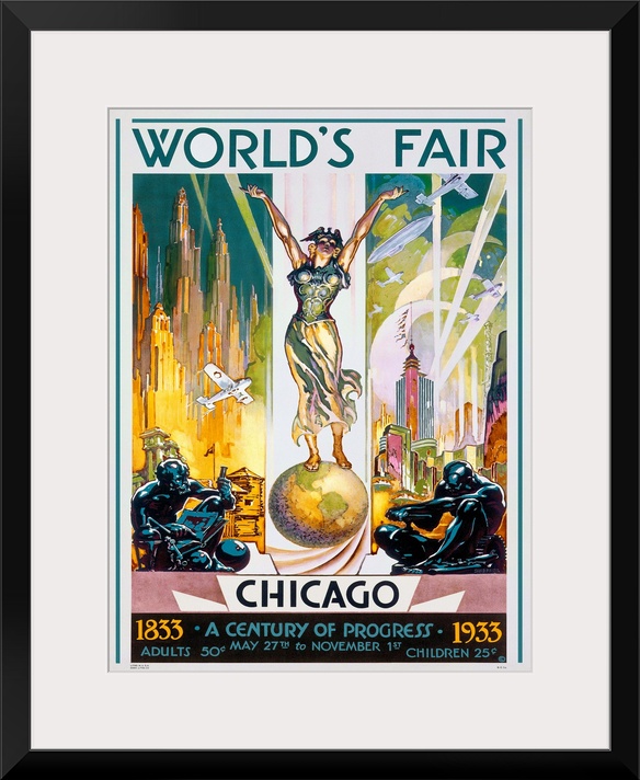 Vintage advertisement of Chicago Worlds Fair, 1933.