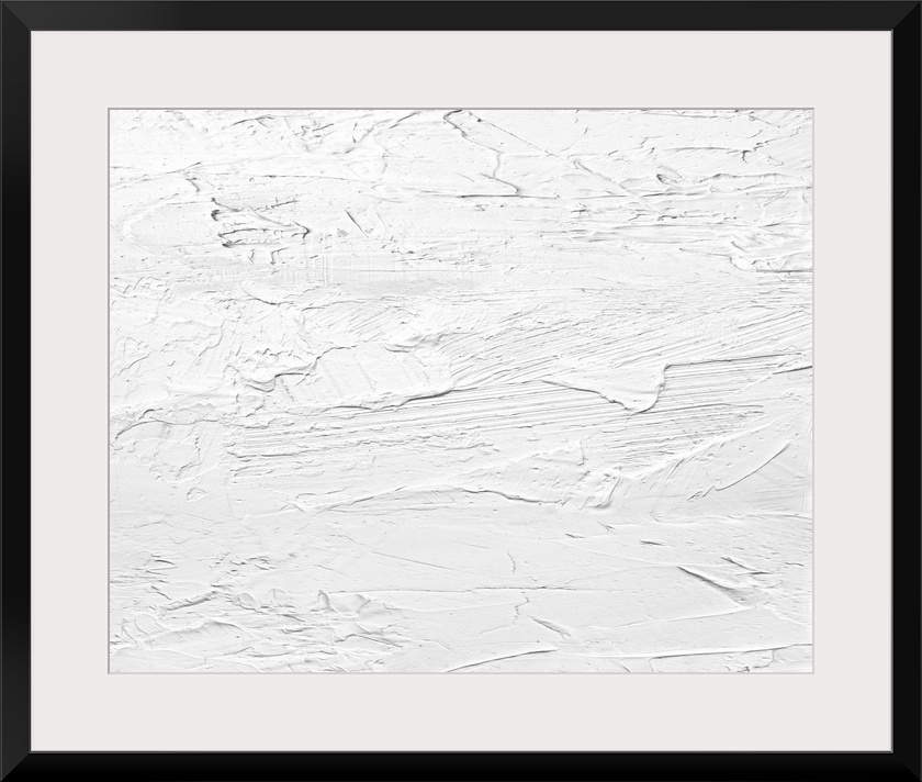 Originally painted with thick white textured paint. The final item is digitally printed in shades of white and gray.