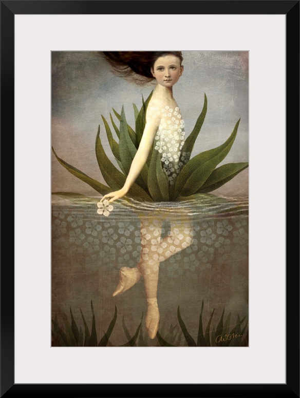 A digital vertical composite of a female as a water lily.