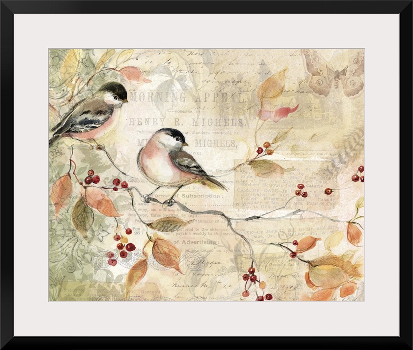 Loose, sketchbook art treatment of the beautiful chickadee is lovely for any decor