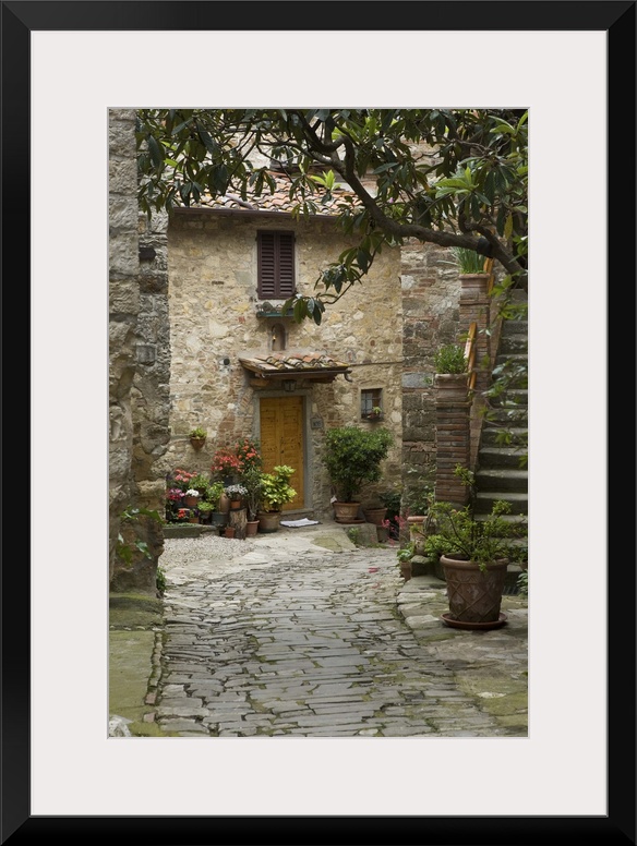 Italy, Tuscany. Quaint village lane in Montefiorale.