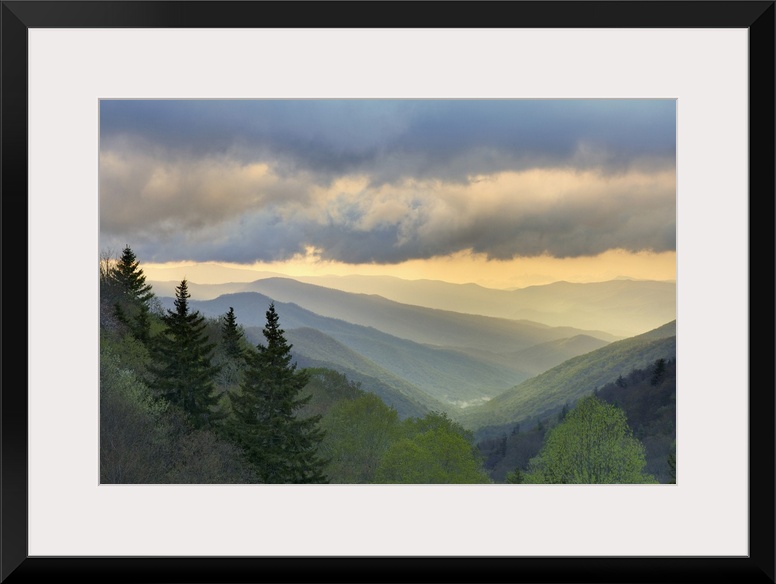 Sunrise view of Oconaluftee Valley, Great Smoky Mountains National Park, North Carolina