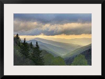 Sunrise view of Oconaluftee Valley, Great Smoky Mountains National Park, North Carolina