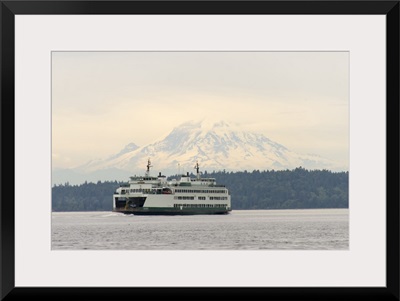 Washington State, Puget Sound. Seattle-Bremerton ferry with Mt. Rainier