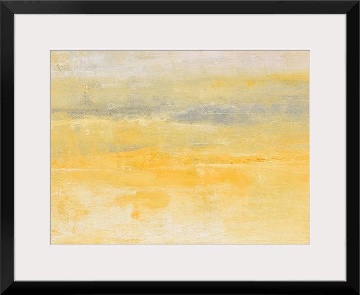Contemporary abstract painting using pale yellow and gray.