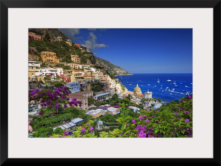 Italy, Campania, Amalfi Coast, Positano, Positano village at sunset