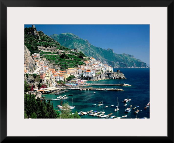 Italy, Campania, Amalfi Coast view over town and harbor