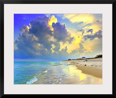 Yellow Blue Seascape Sunset Florida Beach