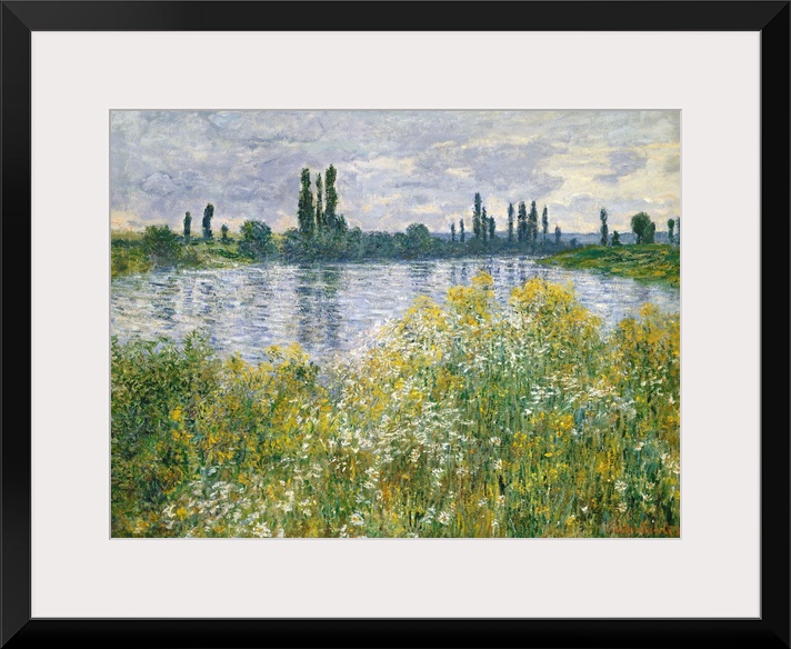Banks of the Seine, Vetheuil, by Claude Monet, 1880, French impressionist painting, oil on canvas. In this work Monet vari...