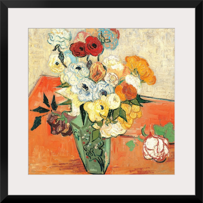 Roses and Anemones, by Vincent Van Gogh, 1890, 20th Century, oil on canvas, cm 51,7 x 52 - France, Ile de France, Paris, M...