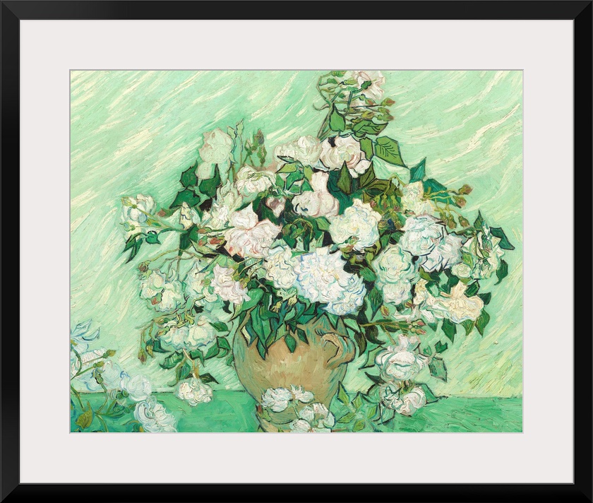 Roses, by Vincent van Gogh, 1890, Dutch Post-Impressionist painting, oil on canvas. It is among his largest and most beaut...