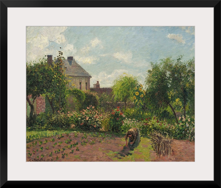 The Artist's Garden at Eragny, by Camille Pissarro, 1898, French impressionist painting, oil on canvas. This is a late Pis...