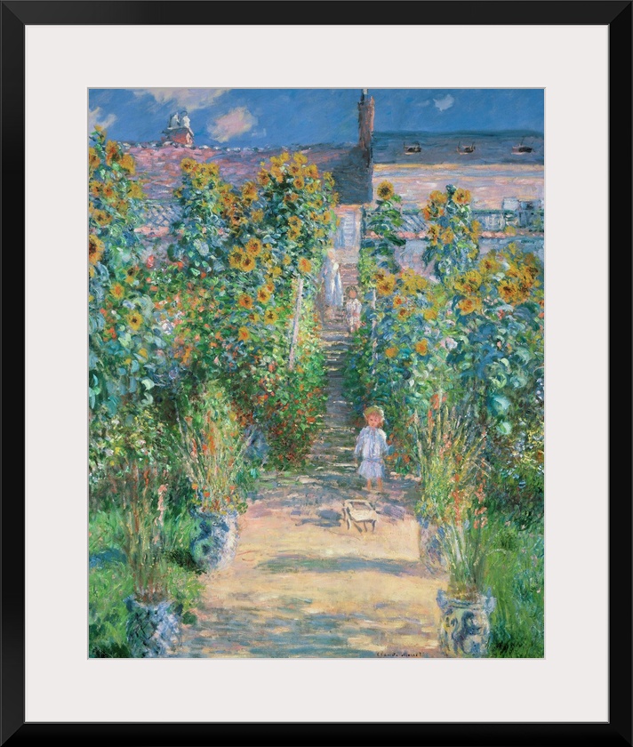 The Artist's Garden at Vetheuil, by Claude Monet, 1880, French impressionist painting, oil on canvas. This painting was pa...