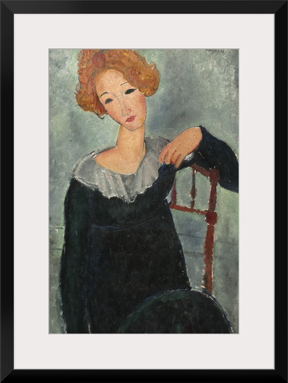 Woman with Red Hair, by Amedeo Modigliani, 1917, Italian painting, oil on canvas. This is one of several 1917 portraits, p...