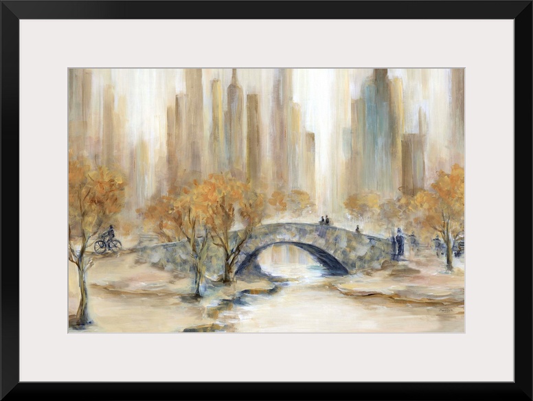 Abstract painting of Central Park, NYC in Autumn.