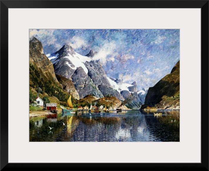 A Norwegian Fjord Painting By Adelsteen Normann