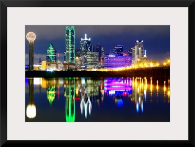 Downtown Dallas skyline reflections in the Trinity River