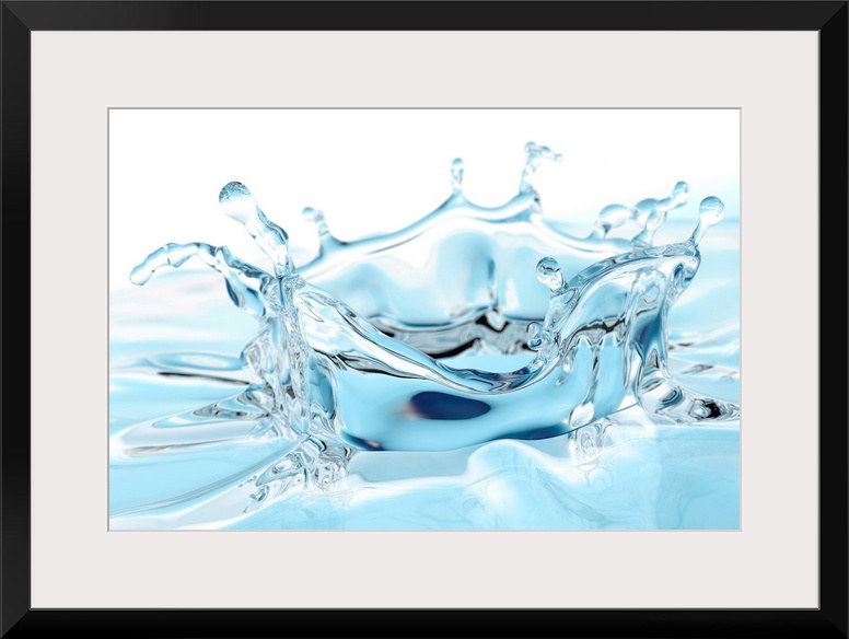 This photograph captures the moment of impact and the surface of the water ripples and bursts.