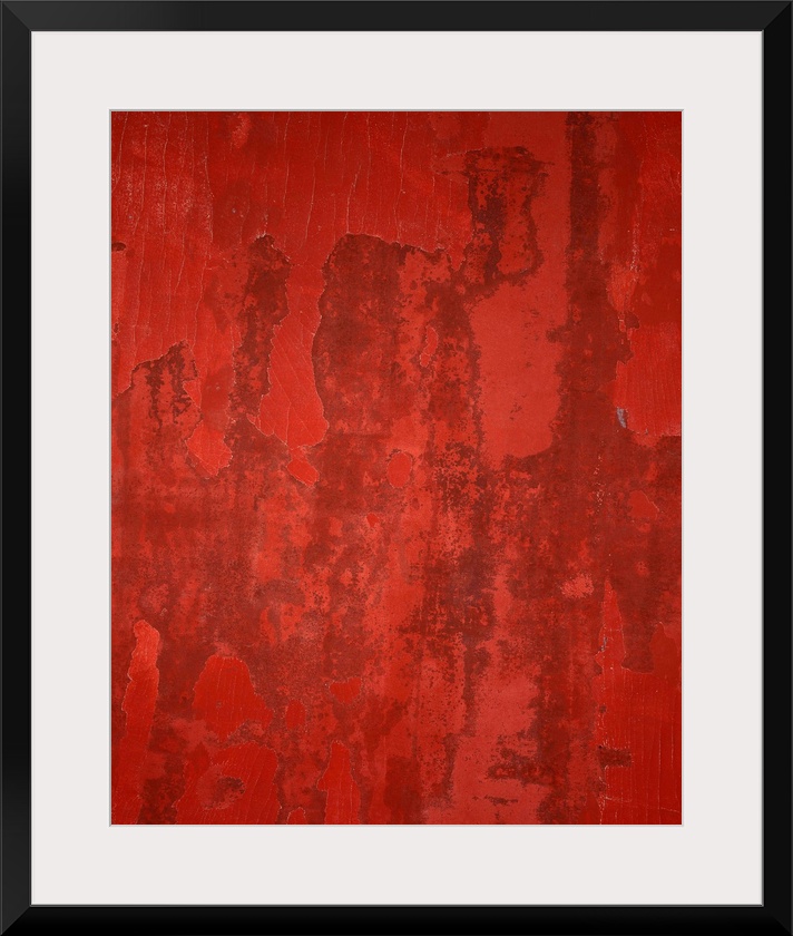 Originally a contemporary abstract painting with red rust-like, peeled paint texture. Our canvases are digital prints prod...