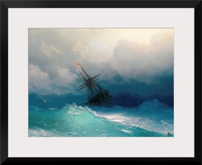 Ship On Stormy Seas By Ivan Konstantinovich Aivazovsky