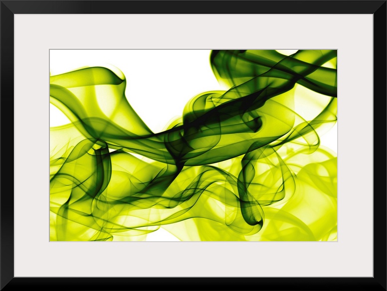 Abstract artwork of smoke trails curving around and intersecting with other smoke trails.