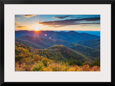 Autumn Sunset, Blue Ridge Mountains, Shenandoah National Park, Virginia, Usa