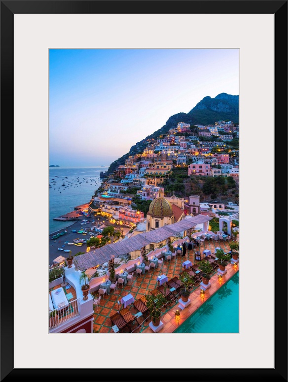 Positano, Amalfi Coast, Salerno Province, Campania, Italy-View Of The Positano Village During The Sunset.