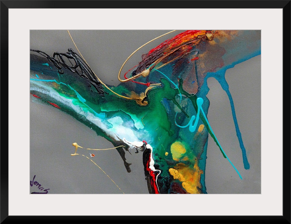 Giant abstract art displays a broad range of earthy tones and textures that have a sense of both vertical and horizontal m...