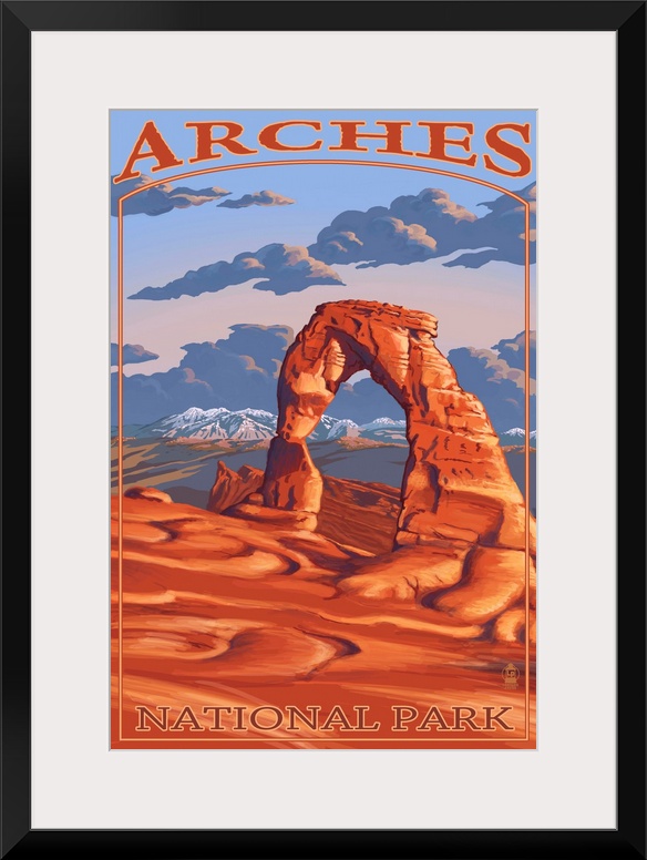 Arches National Park, Utah - Delicate Arch: Retro Travel Poster
