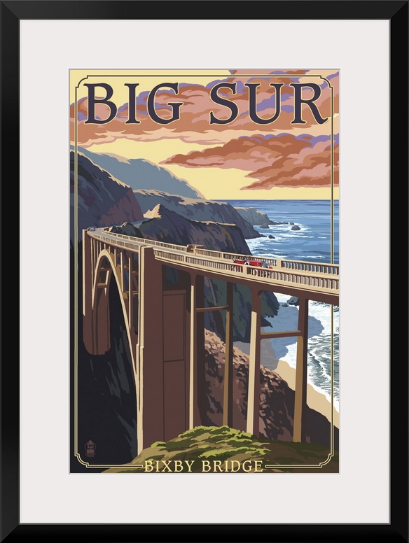 Bixby Bridge - California Coast: Retro Travel Poster