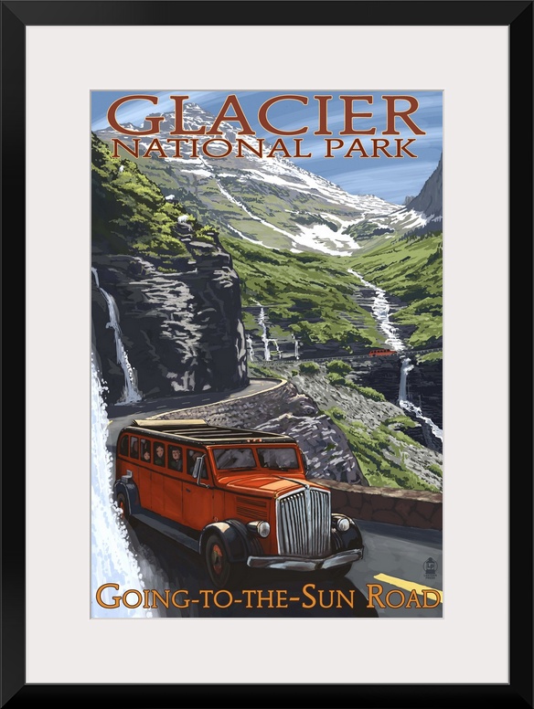 Glacier National Park - Going-To-The-Sun Road: Retro Travel Poster