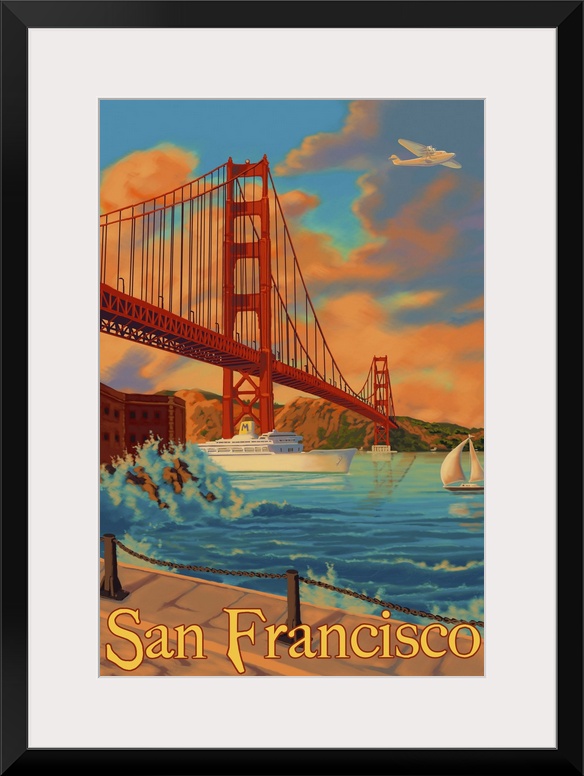 Golden Gate San Francisco: Retro Travel Poster