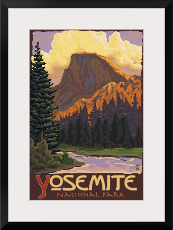 Half Dome Yosemite: Retro Travel Poster