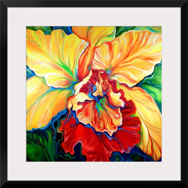An Abstraction Of A Tropical Orchid, Full Of Exciting Brush Stokes And Splashes Of Unexpected Color.