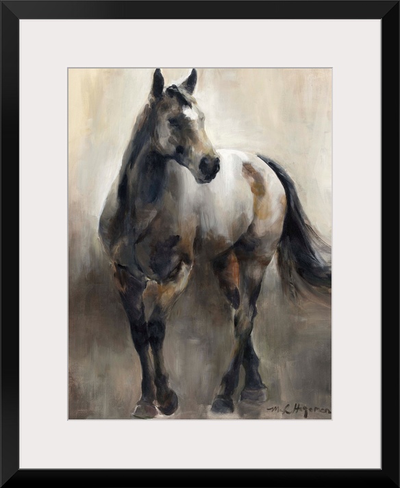 Contemporary painting of a horse in shades of brown.