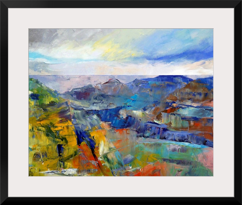 Giclee wall art of an oil paint landscape depicting an impressionistic view of the famous American landmark.