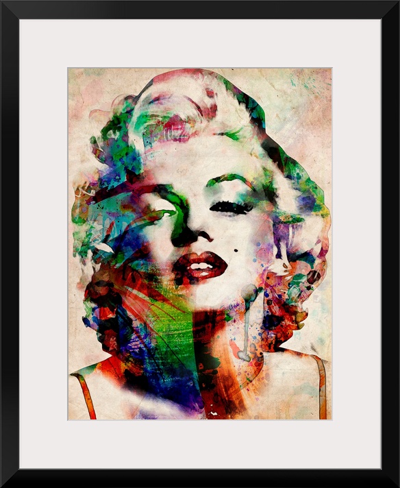 Contemporary art of Marilyn Monroe with abstract colors on a distressed background.