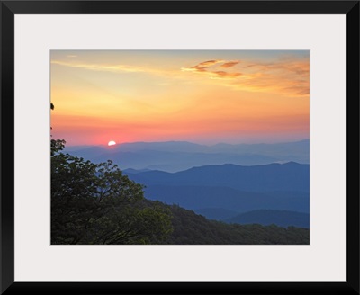 Sunset over the Pisgah National Forest from the Blue Ridge Parkway, North Carolina
