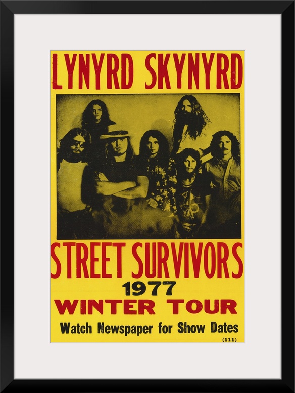 Vintage poster for American rock band's tour "Street Survivors."  The band was popular for promoting southern hard-rock du...