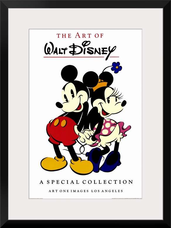 This poster featuring the animation studio's star couple is advertising an exhibit of Walt Disneyos artwork.