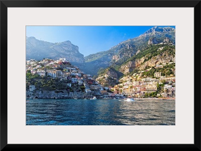 Coastal View of Positano from The Sea, Amalfi Coast, Campania, Italy