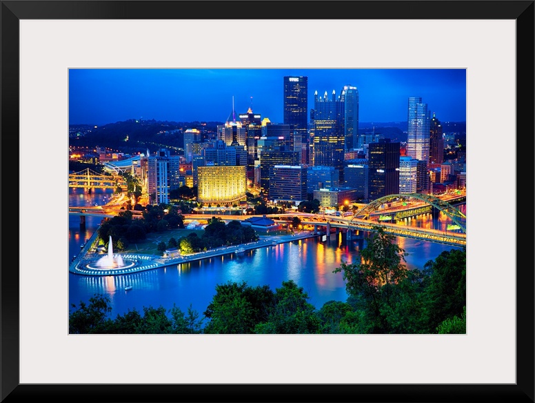 Pittsburgh Downtown Night Scenic View.