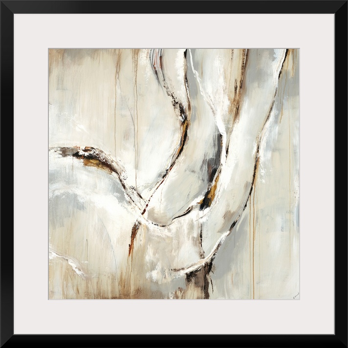 A flowing, feminine abstract in neutral shades of cream with tan and grey accents. It is contemporary in style, but could ...