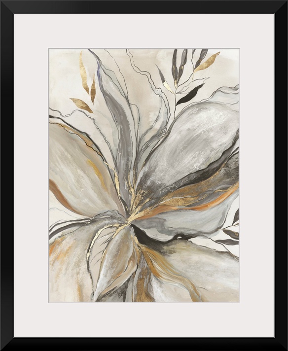 Gold Charcole Flower I