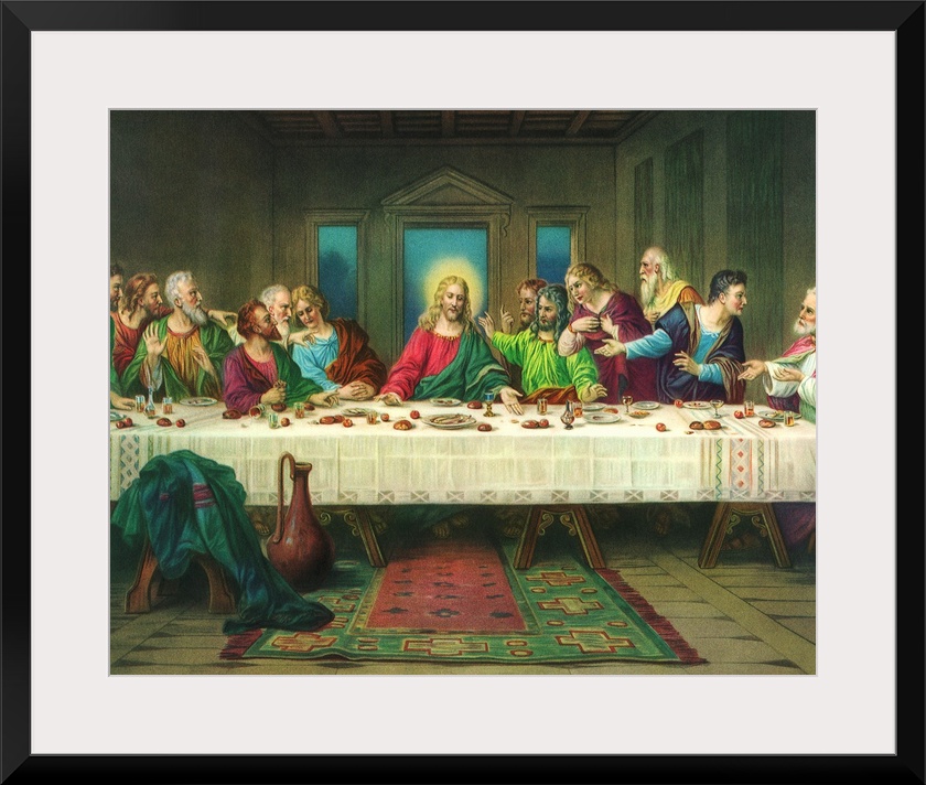Religious painting depicting Jesus and the last supper.
